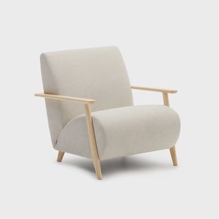 Kave Home Fauteuil 'Meghan' Chenille, kleur Beige/Naturel