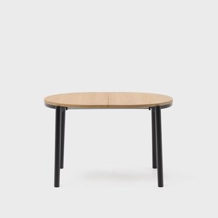 Kave Home Uitschuifbare Ovale Eettafel 'Montuiri' 120-200 x 90cm, kleur Naturel/Zwart