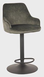 LABEL51 Draaibare Barkruk 'Fender' Velvet, kleur Hunter (zithoogte 64-84cm)