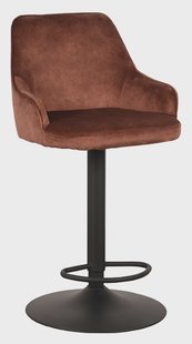 LABEL51 Draaibare Barkruk 'Fender' Velvet, kleur Roest (zithoogte 64-84cm)