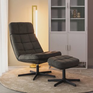 LABEL51 Draaifauteuil 'Alvar' Met hocker, kleur Antraciet