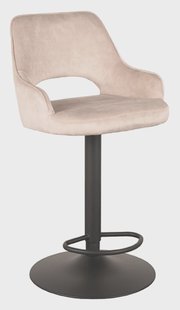 LABEL51 Draaibare Barkruk 'Fer' Velvet, kleur Naturel (zithoogte 64-84cm)