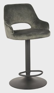 LABEL51 Draaibare Barkruk 'Fer' Velvet, kleur Hunter (zithoogte 64-84cm)