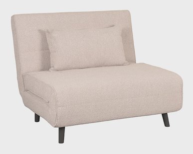 LABEL51 Slaapbank 'Single' Met zwarte poot, Bouclé, kleur Naturel