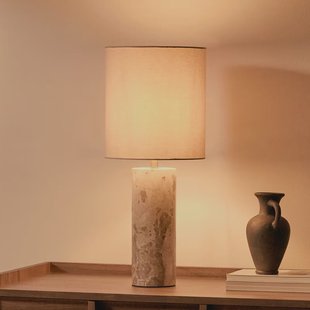 Kave Home Tafellamp 'Raze' Marmer en linnen, incl. kap