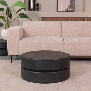 LABEL51 Ronde Salontafel 'Milly' Mangohout, 70cm, kleur Zwart