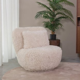 LABEL51 Draaifauteuil 'Doodle' Fluffy stof, kleur Crème