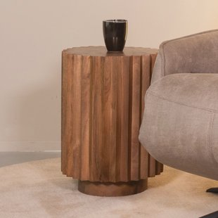 LABEL51 Ronde Bijzettafel 'Novan' Naturel Mangohout, 35cm