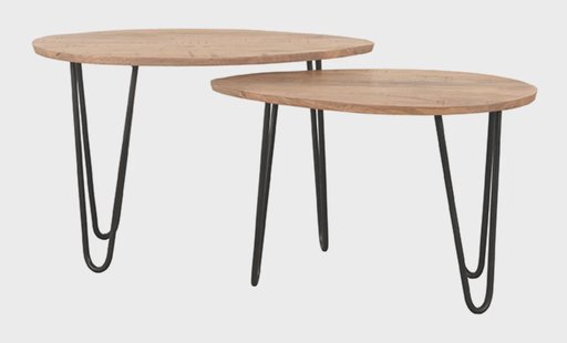 LABEL51 Organische Salontafel 'Frisk' Set van 2 stuks, Rough Mangohout, kleur Naturel