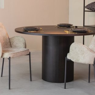 LABEL51 Ronde Eettafel 'Oliva' Zwart Eiken, 130cm