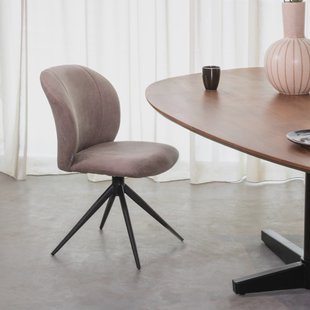 LABEL51 Draaibare Eetkamerstoel 'Kimo' Micro Suede, kleur Taupe