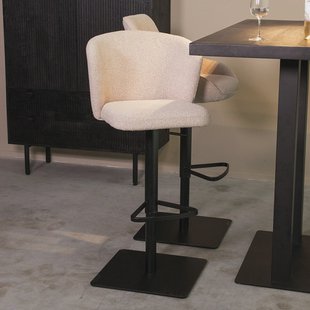 LABEL51 Draaibare Barkruk 'Wave' Bouclé, kleur Naturel (zithoogte 56-82cm)