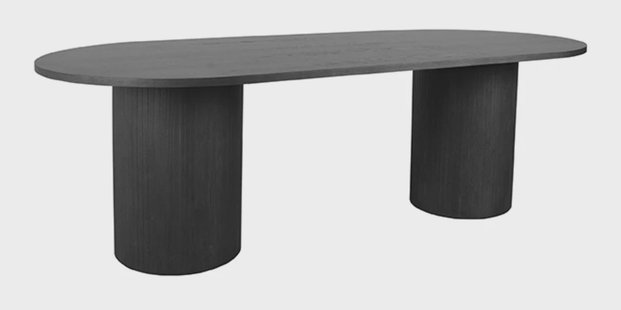 LABEL51 Ovale Eettafel 'Oliva' Zwart Eiken, 240 x 120cm