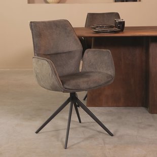 LABEL51 Draaibare Eetkamerstoel 'Mellow' Cosmo stof, kleur Antraciet