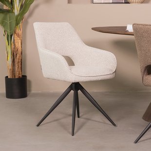 LABEL51 Draaibare Eetkamerstoel 'Finley' Bouclé, kleur Champagne