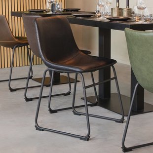 LABEL51 Eetkamerstoel 'Risto' Lederlook, kleur Zwart