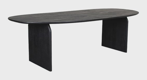 LABEL51 Deens Ovale Eettafel Cooper Zwart Mangohout, 210 x 110cm - Ovaal