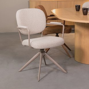 LABEL51 Draaibare Eetkamerstoel 'Basel' Bouclé, kleur Naturel