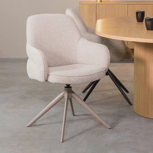 LABEL51 Draaibare Eetkamerstoel 'Bern' Bouclé, kleur Naturel