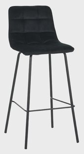 LABEL51 Barkruk 'Bistro' Velvet, kleur Zwart (zithoogte 78cm)