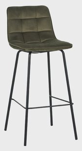 LABEL51 Barkruk 'Bistro' Velvet, kleur Hunter (zithoogte 78cm)