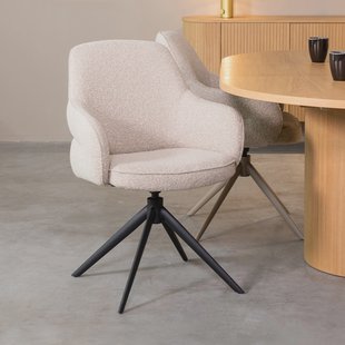 LABEL51 Draaibare Eetkamerstoel 'Bern' Bouclé, kleur Naturel
