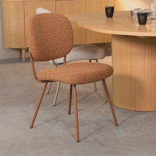 LABEL51 Eetkamerstoel 'Singapore' Bouclé, kleur Coral