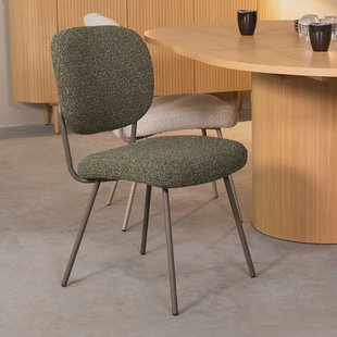 LABEL51 Eetkamerstoel 'Singapore' Bouclé, kleur Forest