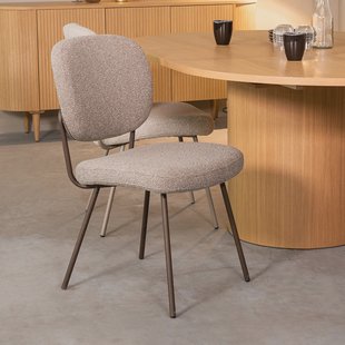 LABEL51 Eetkamerstoel 'Singapore' Bouclé, kleur Grijs/Brons