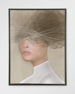 Urban Cotton Wandkleed 'Mood Cloud' 80 x 110cm in Floating Frame - black