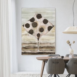 Urban Cotton Wandkleed 'Eagle Ray' 110 x 145cm in Frame - black