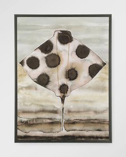 Urban Cotton Wandkleed 'Eagle Ray' 145 x 190cm in Floating Frame - black