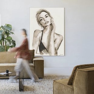 Urban Cotton Wandkleed 'A Woman's Face' 80 x 110cm in Frame - black