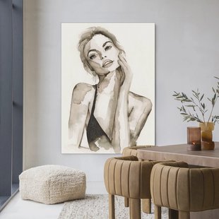 Urban Cotton Wandkleed 'A Woman's Face' 110 x 145cm in Frame - black