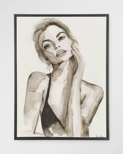 Urban Cotton Wandkleed 'A Woman's Face' 145 x 190cm in Floating Frame - black