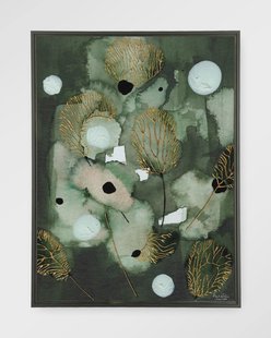 Urban Cotton Wandkleed 'Forest Flower' 110 x 145cm in Floating Frame - black
