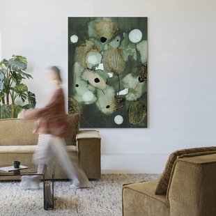 Urban Cotton Wandkleed 'Forest Flower' 145 x 190cm in Frame - black