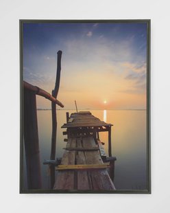 Urban Cotton Wandkleed 'Sun Shy Cirebon' 80 x 110cm in Floating Frame - black