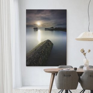 Urban Cotton Wandkleed 'Batu Lamunan' 80 x 110cm in Frame - black