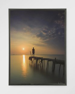 Urban Cotton Wandkleed 'Good Morning Cirebon' 80 x 110cm in Floating Frame - black