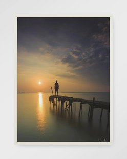 Urban Cotton Wandkleed 'Good Morning Cirebon' 110 x 145cm in Floating Frame - off white