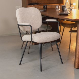 LABEL51 Eetkamerstoel 'Lausanne' Bouclé, kleur Naturel/Zwart