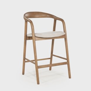 Eleonora Barstoel 'Rayven' Essen en stof, kleur Lichtbruin (zithoogte 65cm)