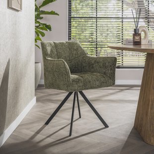 LifestyleFurn Draaibare Eetkamerstoel 'Thandie' Hoven stof, kleur Groen