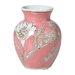 Vaas bloemenprint klein - roze - ø9x11.5 cm