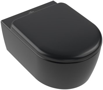 Toilet Villeroy & Boch Skyla Combipack met Zitting 49x36x35 cm TwistFlush Pure Black CeramicPlus