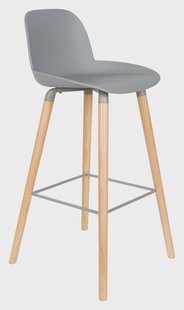 Zuiver Barkruk 'Albert Kuip' PP, kleur Lichtgrijs (zithoogte 75cm)