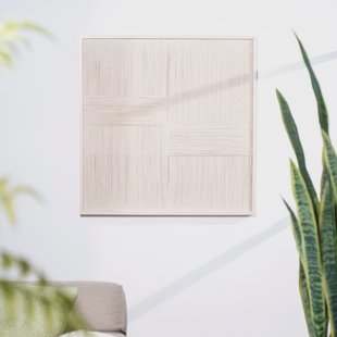 By-Boo Geweven Wandpaneel 'Lino' 80 x 80cm, kleur Off White