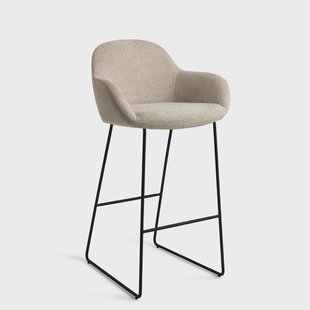 Jesper Home Barkruk 'Kushi' Slide Black, kleur Ivory Ivy (zithoogte 77cm)