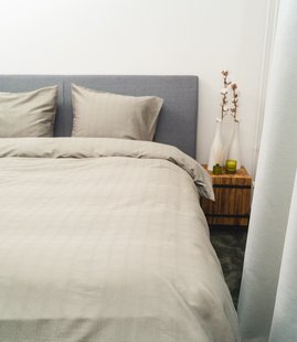 Sale - Kayori Shizu - Dekbedovertrek - Katoensatijn - 260/200-220 - Zand